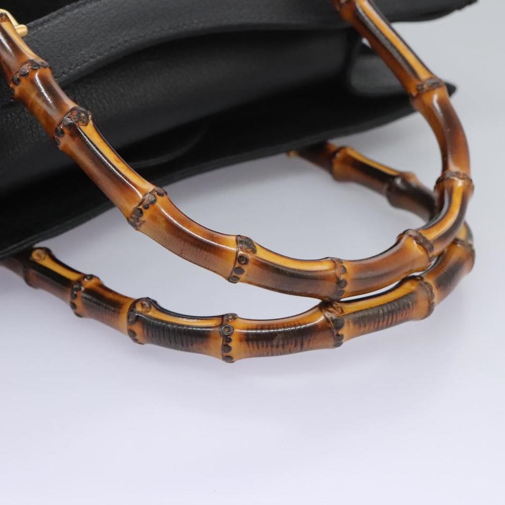 GUCCI Bamboo Hand Bag Suede Black Gold 002 2853 0260 0 Auth fm4365 - Picture 7 of 16